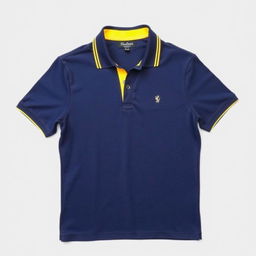 A navy blue polo shirt with a subtle, elegant design