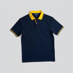 A navy blue polo shirt with a subtle, elegant design