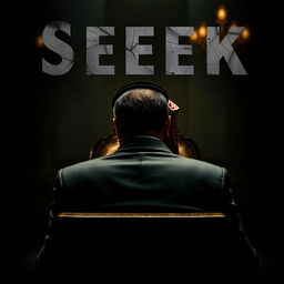 A movie poster titled "SEEK," featuring a dramatic shoulder shot from behind a Saudi businessman, exuding authority and mystery