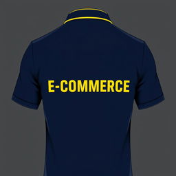 A navy polo shirt featuring a distinct list of yellow elements on the collar and ban, creating a visually appealing contrast