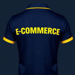 A navy polo shirt featuring a distinct list of yellow elements on the collar and ban, creating a visually appealing contrast