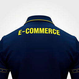 A navy polo shirt featuring a distinct list of yellow elements on the collar and ban, creating a visually appealing contrast