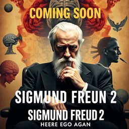 Movie poster for "Sigmund Freud 2: Here Ego Again" featuring a serious Sigmund Freud