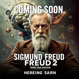 Movie poster for "Sigmund Freud 2: Here Ego Again" featuring a serious Sigmund Freud