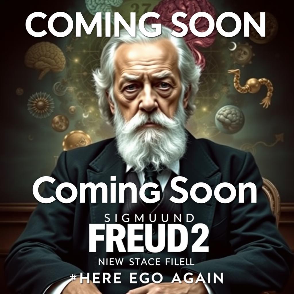 Movie poster for "Sigmund Freud 2: Here Ego Again" featuring a serious Sigmund Freud