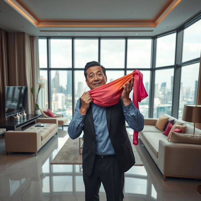 A funny scene featuring Lek, a bumbling but lovable security guard, in a luxurious Bangkok apartment