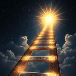 A celestial ladder made of luminous, ethereal steps ascending into the heavens