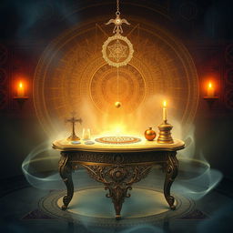 A mystical and spiritual artwork depicting the Radionics Table of Saint Germain