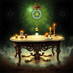 A mystical and spiritual artwork depicting the Radionics Table of Saint Germain