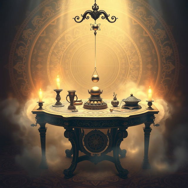 A mystical and spiritual artwork depicting the Radionics Table of Saint Germain