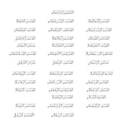 A minimalist wallpaper with a white aesthetic, elegantly showcasing the names of all the Surahs from the Quran