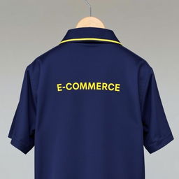 A navy polo shirt featuring a sleek design with a yellow stripe elegantly lining the collar