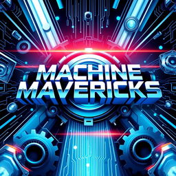 A dynamic and eye-catching poster featuring the title "MACHINE MAVERICKS" prominently displayed in bold, futuristic font