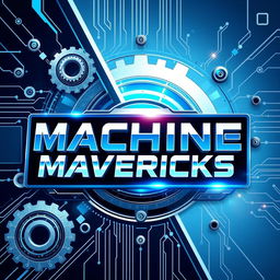 A dynamic and eye-catching poster featuring the title "MACHINE MAVERICKS" prominently displayed in bold, futuristic font