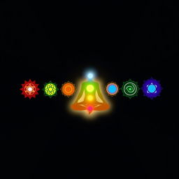 A visually captivating depiction of the seven chakras, each represented by a vibrant symbol and corresponding color