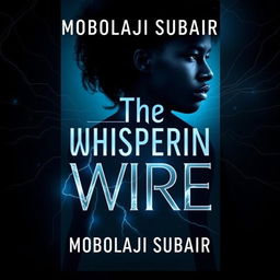 A captivating book cover design for a novel titled 'The Whispering Wire' by Mobolaji Subair