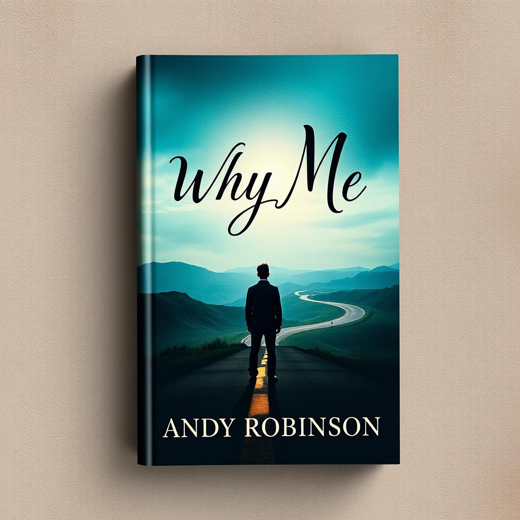 A captivating autobiographical book cover design featuring the title 'Why Me' prominently displayed in bold, artistic lettering and the author's name 'Andy Robinson' beneath it in a sophisticated font