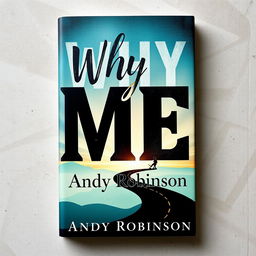 A captivating autobiographical book cover design featuring the title 'Why Me' prominently displayed in bold, artistic lettering and the author's name 'Andy Robinson' beneath it in a sophisticated font