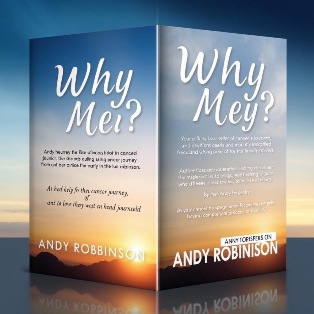 A poignant and inspiring book cover design for 'Why Me?' by Andy Robinson, focusing on a cancer journey from a male perspective