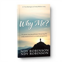 A poignant and inspiring book cover design for 'Why Me?' by Andy Robinson, focusing on a cancer journey from a male perspective