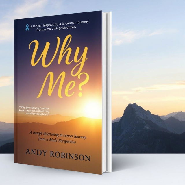 A poignant and inspiring book cover design for 'Why Me?' by Andy Robinson, focusing on a cancer journey from a male perspective