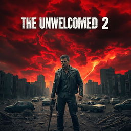 A dramatic poster for the apocalyptic movie titled "THE UNWELCOMED 2"