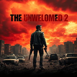 A dramatic poster for the apocalyptic movie titled "THE UNWELCOMED 2"