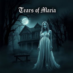 A spooky and atmospheric poster for a paranormal horror movie titled 'Tears of Maria'