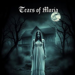 A spooky and atmospheric poster for a paranormal horror movie titled 'Tears of Maria'