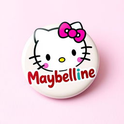 colorful Hello Kitty artwork featuring the name 'Maybelline' in a cute and playful style, incorporating bright and vibrant colors with a cheerful and whimsical design perfect for a badge