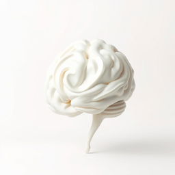 A surreal and abstract rendition of a brain being transformed into yogurt, symbolizing the blending of thoughts and nourishment