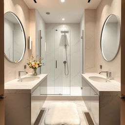 An elegant and compact bathroom interior designed within dimensions of 160 cm by 160 cm