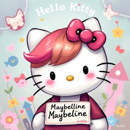 A digital artwork featuring the character Hello Kitty, styled as a playful and whimsical piece titled 'Capricho de Bigotes'