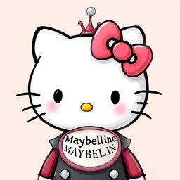 A digital artwork featuring the character Hello Kitty as a whimsical creation called 'Capricho de Bigotes'