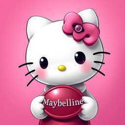 A digital artwork featuring the character Hello Kitty as a whimsical creation called 'Capricho de Bigotes'