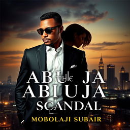 Create a book cover for 'The Abuja Scandal' by Mobolaji Subair, featuring a dramatic portrayal of political intrigue and mystery