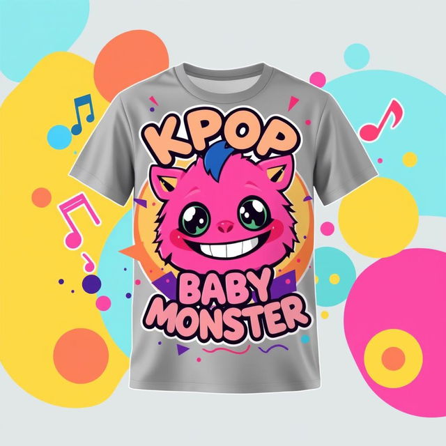 Design of a T-shirt or jersey featuring the theme "Kpop Baby Monster"