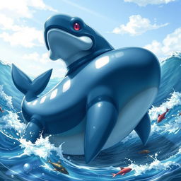 A realistic and detailed depiction of the Pokémon Kyogre, showcasing its magnificent body shape and aquatic features