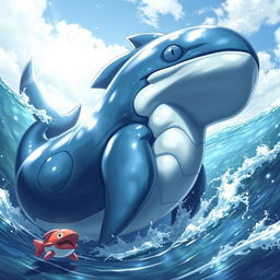 A realistic and detailed depiction of the Pokémon Kyogre, showcasing its magnificent body shape and aquatic features