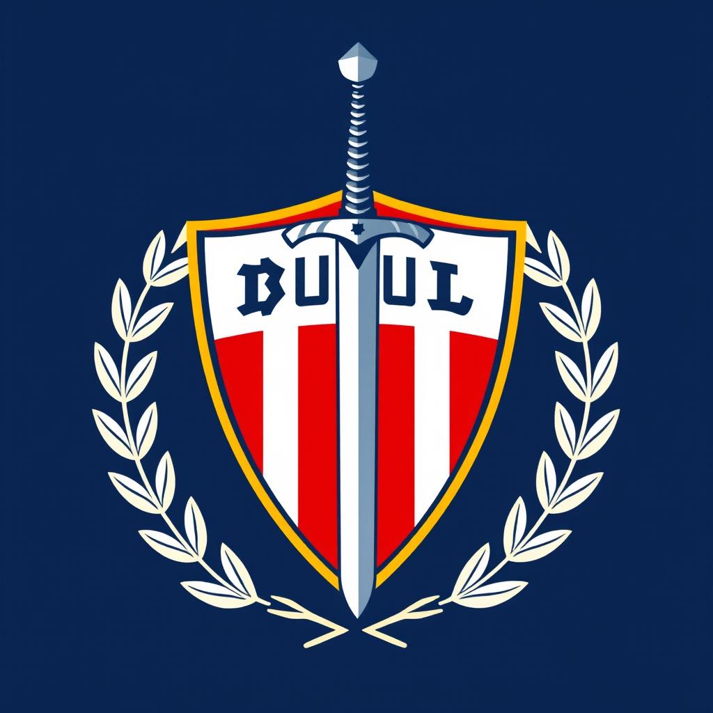 The emblem of Deportivo Lugo, featuring a shield design with a sword piercing through, encircled by a wreath of laurels