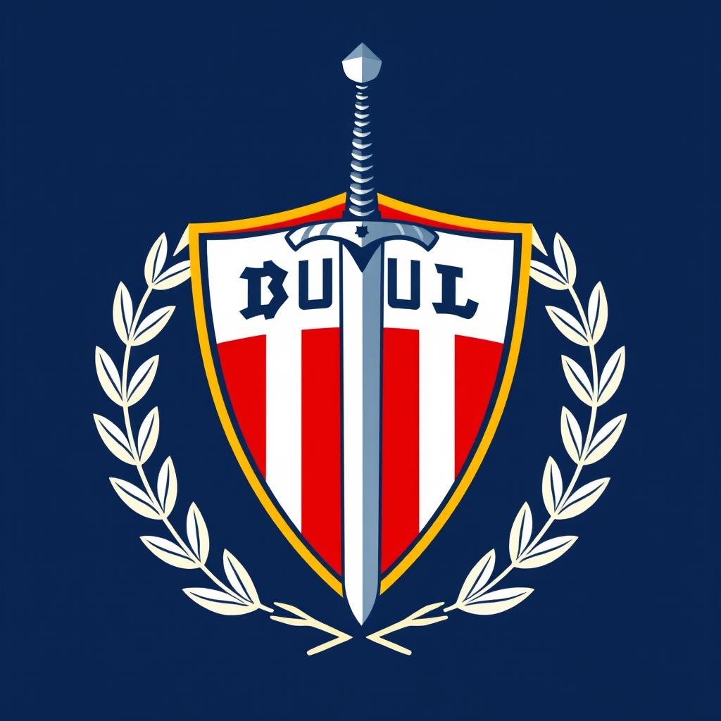 The emblem of Deportivo Lugo, featuring a shield design with a sword piercing through, encircled by a wreath of laurels