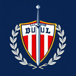 The emblem of Deportivo Lugo, featuring a shield design with a sword piercing through, encircled by a wreath of laurels