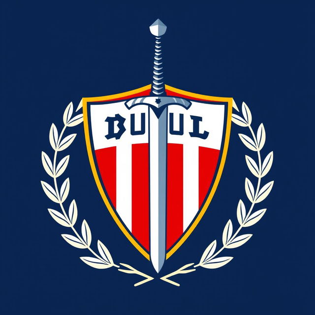 The emblem of Deportivo Lugo, featuring a shield design with a sword piercing through, encircled by a wreath of laurels