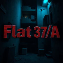 A haunting night scene set in a Saudi Arabian residential apartment building, focusing on Flat 37/A