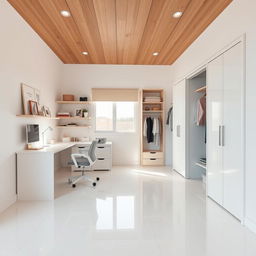 Cozy and stylish teenage girl bedroom featuring pristine white porcelain flooring that brings a sense of freshness and brightness