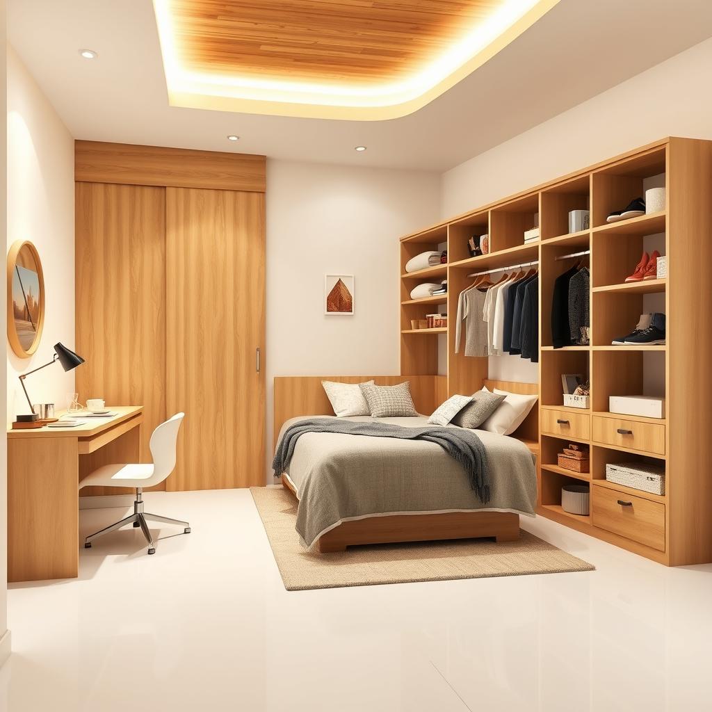 Cozy and stylish teenage girl bedroom featuring pristine white porcelain flooring that brings a sense of freshness and brightness