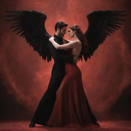 An engaging scene of Lucifer and Lilith in a passionate dance, their figures intertwining in a display of harmony and mysterious allure.