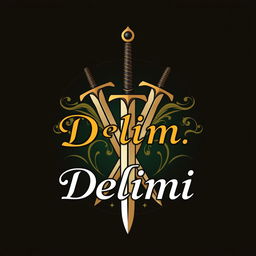 A logo for the clothing brand 'Delimi' featuring Arabic swords