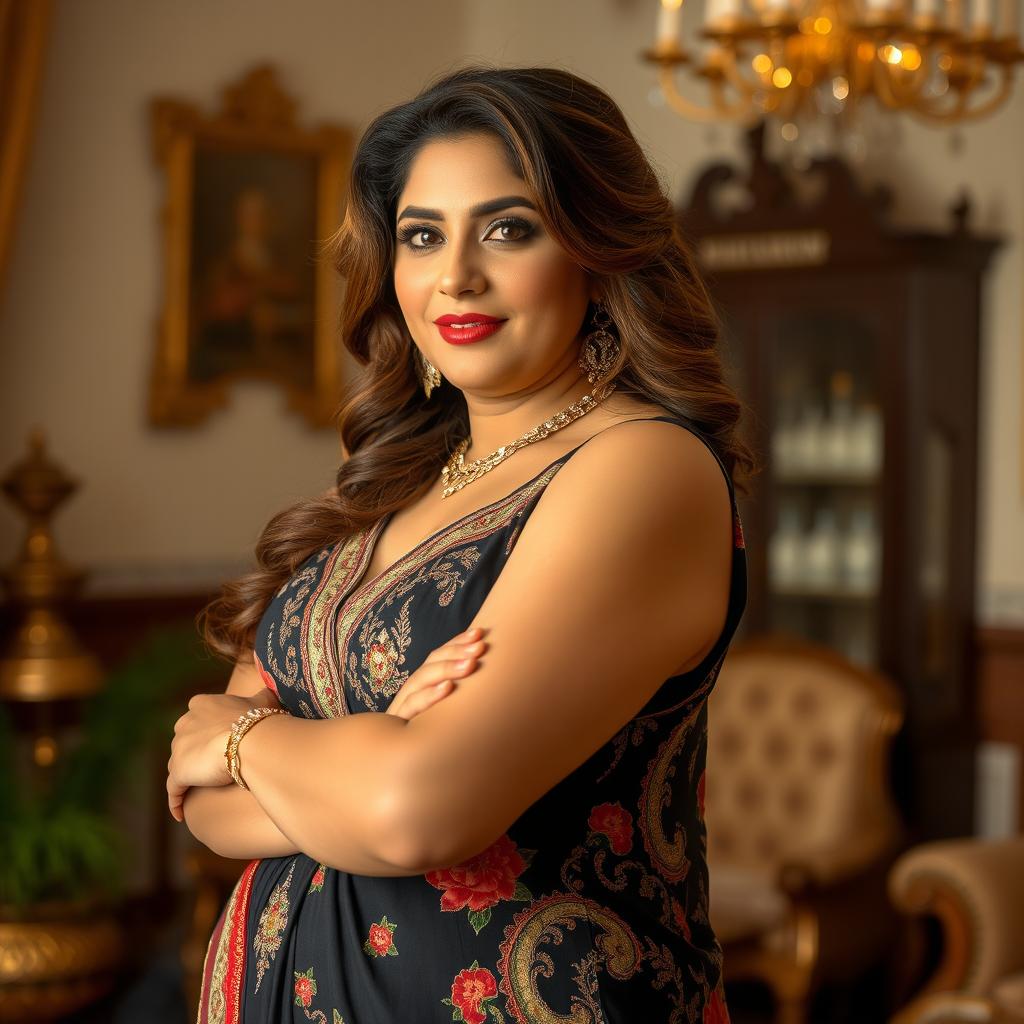 A voluptuous and confident Pakistani woman exuding elegance and appeal