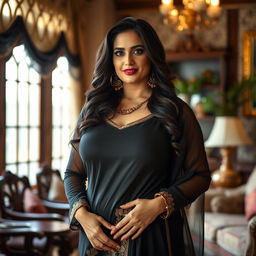 A voluptuous and confident Pakistani woman exuding elegance and appeal